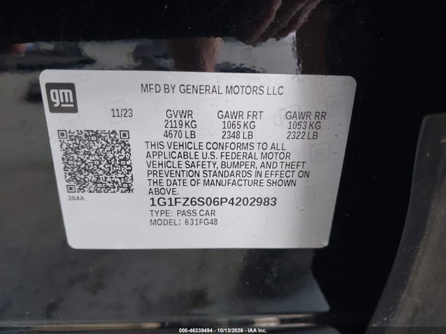 46339494 :رقم المزاد ، 1G1FZ6S06P4202983 vin ، 2023 Chevrolet Bolt Euv Fwd Premier مزاد بيع