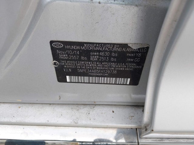 46339546 :رقم المزاد ، 5NPE34AB5FH129738 vin ، 2015 Hyundai Sonata Limited 2.0t مزاد بيع