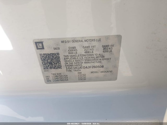 Aukcja sprzedaży 2018 Chevrolet Silverado 2500hd Wt, vin: 1GC1KUEG4JF260508, numer aukcji: 46339631