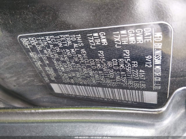 Продаж на аукціоні авто 2013 Nissan Juke S, vin: JN8AF5MV0DT207972, номер лоту: 46339701