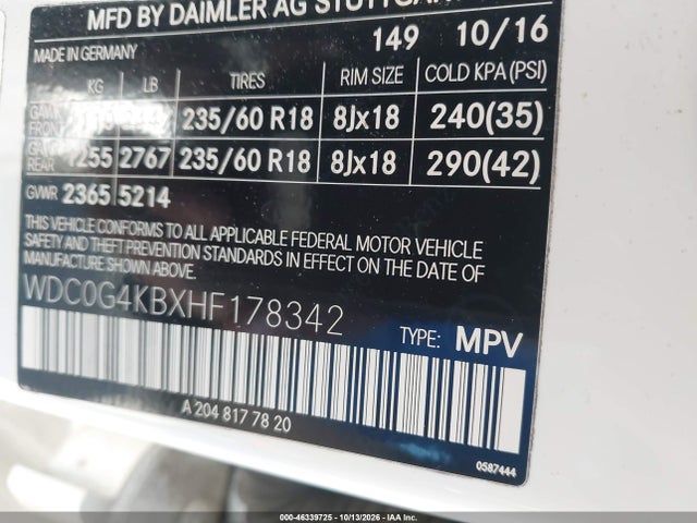 Продажа на аукционе авто 2017 Mercedes-benz Glc 300 4matic, vin: WDC0G4KBXHF178342, номер лота: 46339725
