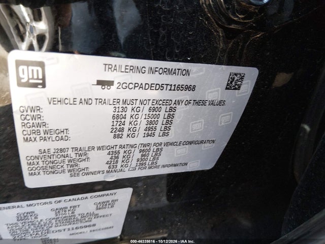 46339816 :رقم المزاد ، 2GCPADED5T1165968 vin ، 2026 Chevrolet Silverado 1500 2wd  Short Bed Rst مزاد بيع