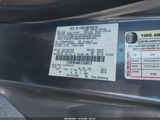 Aukcja sprzedaży 2012 Ford Mustang V6 Premium, vin: 1ZVBP8AM8C5260073, numer aukcji: 46339944