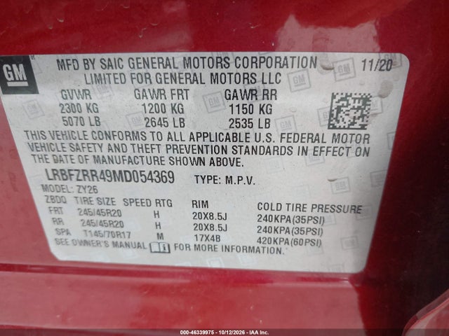 Buick Envision Fwd Avenir 2021 LRBFZRR49MD054369 Image 9