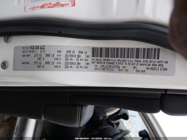 2015 Jeep Cherokee Latitude Altitude მანქანა იყიდება აუქციონზე, vin: 1C4PJLCS3FW737760, აუქციონის ნომერი: 46340047