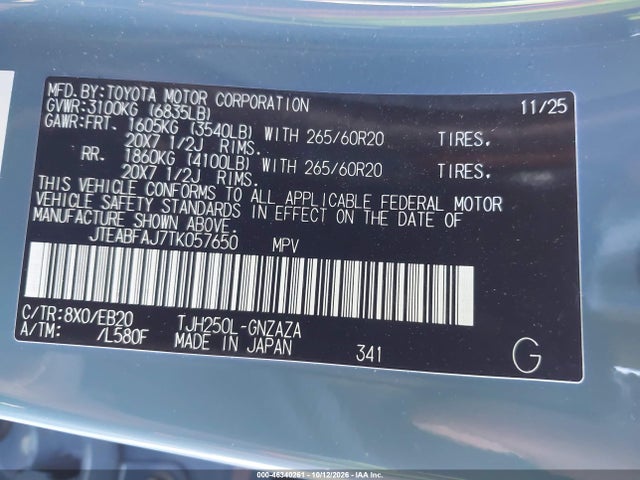 Toyota Land Cruiser 2026 JTEABFAJ7TK057650 Image 9