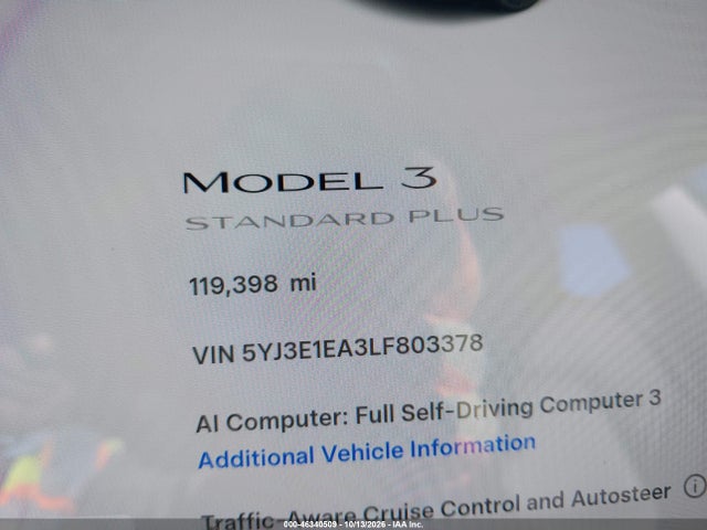 5YJ3E1EA3LF803378 Tesla Model 3 Standard Range Plus Rear-wheel Drive/standard Range Rear-wheel Drive