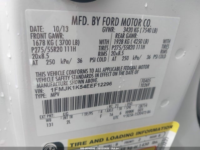 1FMJK1K54EEF12296 Ford Expedition El Limited