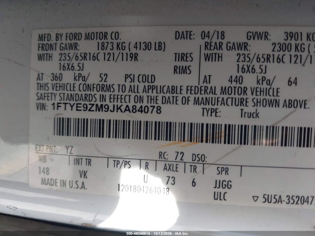 Ford Transit-150 2018 1FTYE9ZM9JKA84078 Image 9