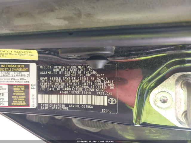 Aukcja sprzedaży 2012 Toyota Camry Le, vin: 4T4BF1FK7CR161949, numer aukcji: 46340753