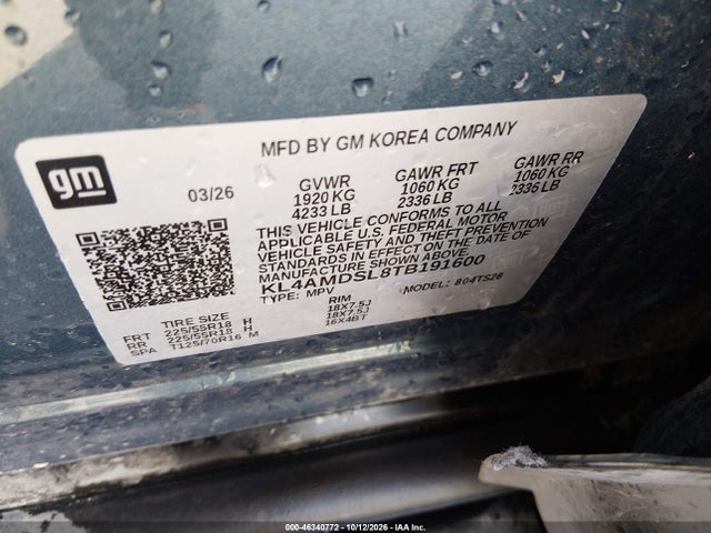 Продажа на аукционе авто 2026 Buick Encore Gx Sport Touring Fwd, vin: KL4AMDSL8TB191600, номер лота: 46340772