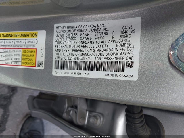 Honda Civic Sport 2026 2HGFE2F50TH586775 Image 9