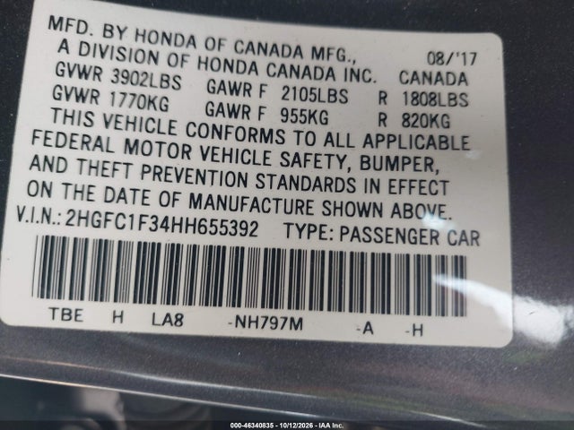 Honda Civic Ex-t 2017 2HGFC1F34HH655392 Image 9