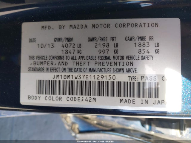Aukcja sprzedaży 2014 Mazda Mazda3 S Grand Touring, vin: JM1BM1W37E1129150, numer aukcji: 46340961