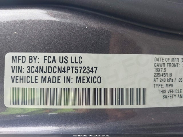 2023 Jeep Compass Limited 4x4 მანქანა იყიდება აუქციონზე, vin: 3C4NJDCN4PT572347, აუქციონის ნომერი: 46341030