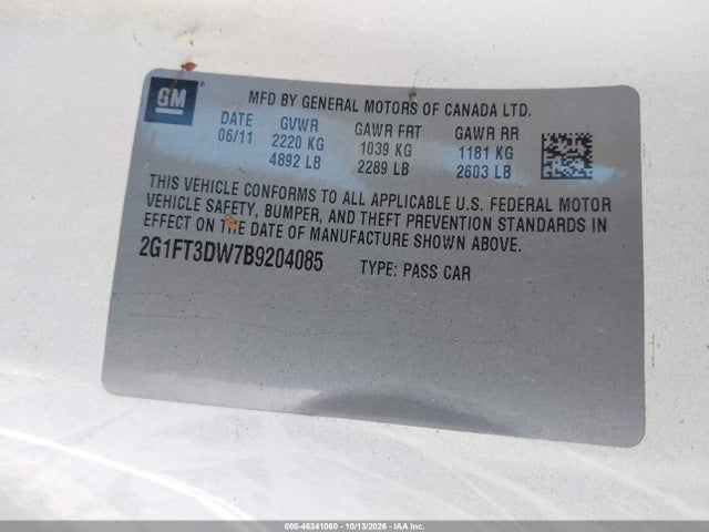 2011 Chevrolet Camaro 2ss მანქანა იყიდება აუქციონზე, vin: 2G1FT3DW7B9204085, აუქციონის ნომერი: 46341060