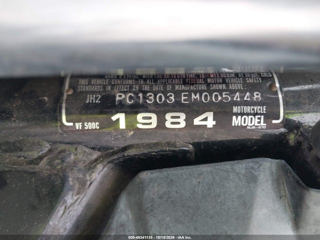 1984 Honda Vf500 C მანქანა იყიდება აუქციონზე, vin: JH2PC1303EM005448, აუქციონის ნომერი: 46341135