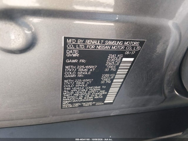 Aukcja sprzedaży 2018 Nissan Rogue Sv, vin: KNMAT2MV1JP505339, numer aukcji: 46341165