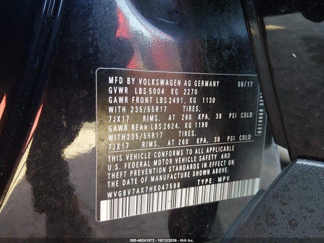 WVGBV7AX7HK047598 Volkswagen Tiguan 2.0t/2.0t S