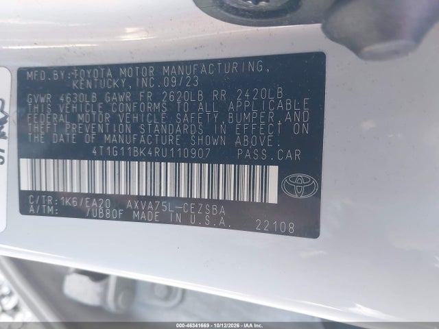 Продаж на аукціоні авто 2024 Toyota Camry Se, vin: 4T1G11BK4RU110907, номер лоту: 46341669