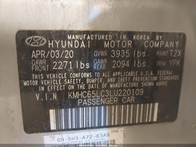 Продажа на аукционе авто 2020 Hyundai Ioniq Hybrid Blue, vin: KMHC65LC3LU220109, номер лота: 46341680