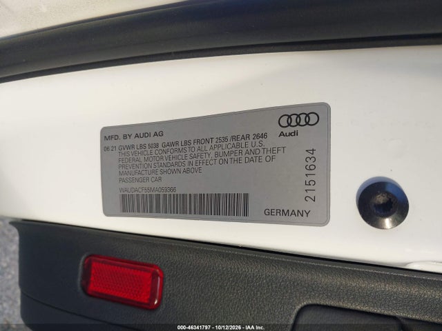 Продажа на аукционе авто 2021 Audi A5 Sportback Premium 45 Tfsi Quattro S Tronic, vin: WAUDACF55MA059366, номер лота: 46341797