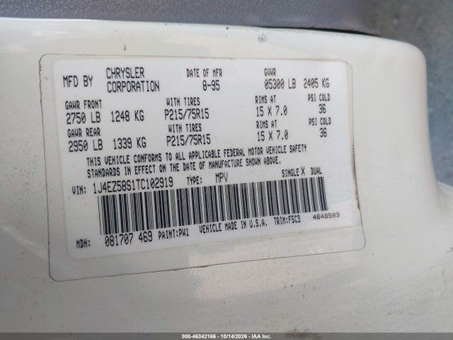 Продаж на аукціоні авто 1996 Jeep Grand Cherokee Laredo, vin: 1J4EZ58S1TC102919, номер лоту: 46342166