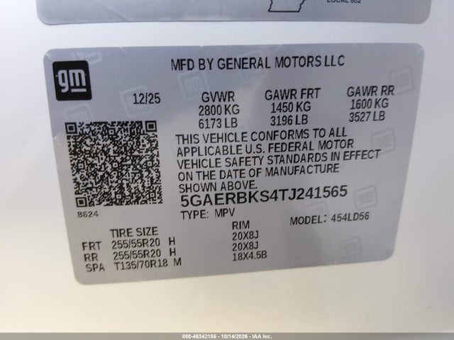 Aukcja sprzedaży 2026 Buick Enclave, vin: 5GAERBKS4TJ241565, numer aukcji: 46342196