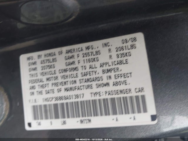 Продаж на аукціоні авто 2009 Honda Accord 3.5 Ex-l, vin: 1HGCP36869A013917, номер лоту: 46342216
