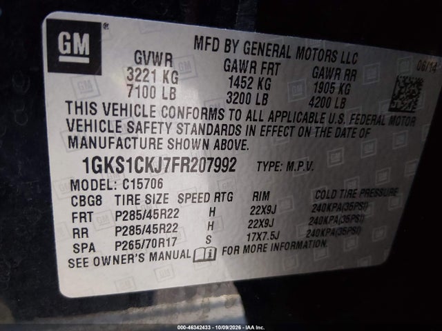 GMC YUKON DENALI 2015 1GKS1CKJ7FR207992 Image 9