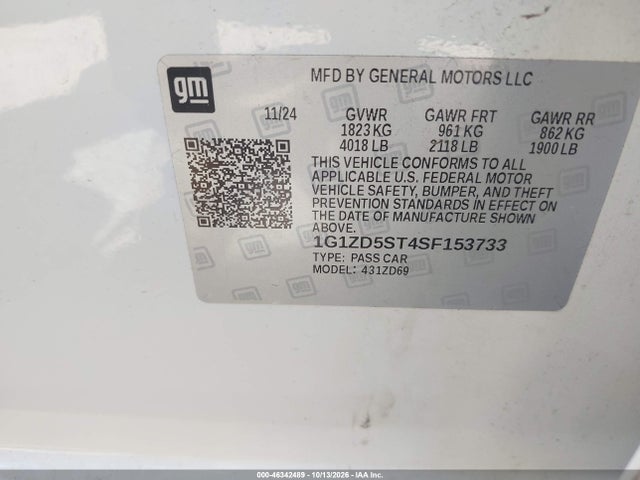 1G1ZD5ST4SF153733 Chevrolet Malibu Fwd 1lt