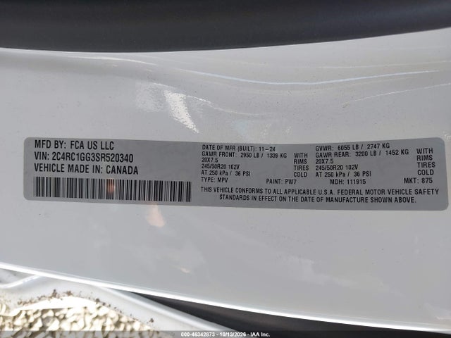 Chrysler Pacifica Limited 2025 2C4RC1GG3SR520340 Image 9