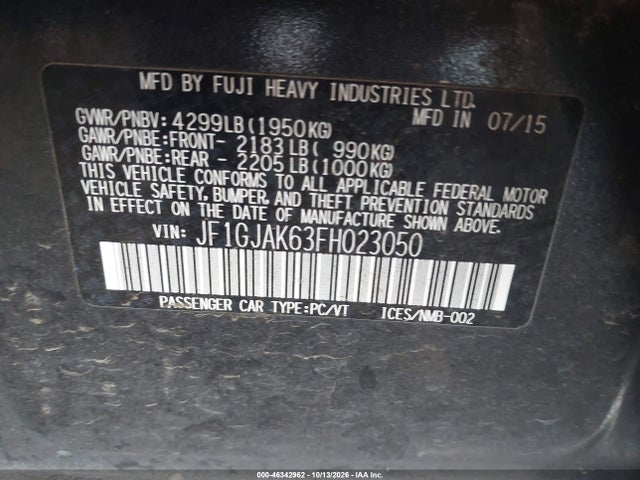 JF1GJAK63FH023050 Subaru Impreza 2.0i Premium