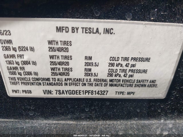 7SAYGDEE1PF814327 Tesla Model Y Awd/long Range Dual Motor All-wheel Drive