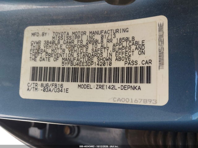 Продажа на аукционе авто 2013 Toyota Corolla Le, vin: 5YFBU4EE3DP142010, номер лота: 46343462