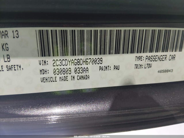Продаж на аукціоні авто 2013 Dodge Challenger Sxt, vin: 2C3CDYAG8DH670039, номер лоту: 46343704