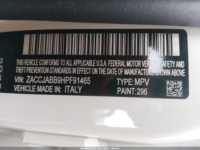 ZACCJABB9HPF91465 Jeep Renegade Latitude Fwd