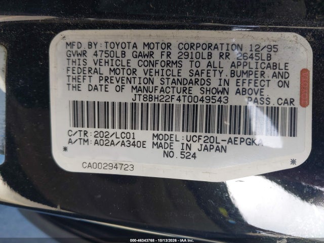 Продаж на аукціоні авто 1996 Lexus Ls 400, vin: JT8BH22F4T0049543, номер лоту: 46343768