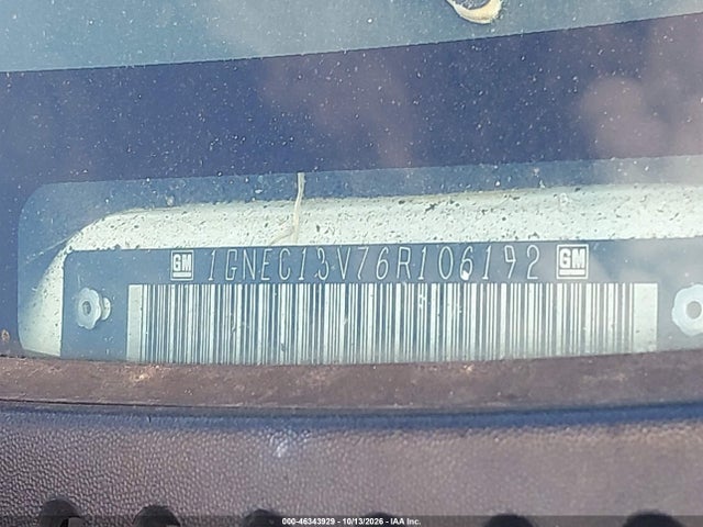 2006 Chevrolet Tahoe Ls მანქანა იყიდება აუქციონზე, vin: 1GNEC13V76R106192, აუქციონის ნომერი: 46343929