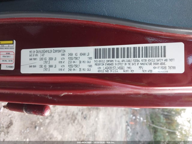 2007 Jeep Wrangler Unlimited X მანქანა იყიდება აუქციონზე, vin: 1J4GA39157L145661, აუქციონის ნომერი: 46343985