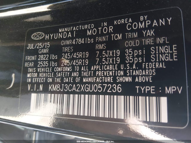 Hyundai Tucson Limited 2016 KM8J3CA2XGU057236 Image 9