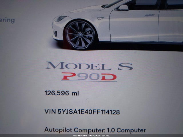 Продаж на аукціоні авто 2015 Tesla Model S 85d/p85d, vin: 5YJSA1E40FF114128, номер лоту: 46344076