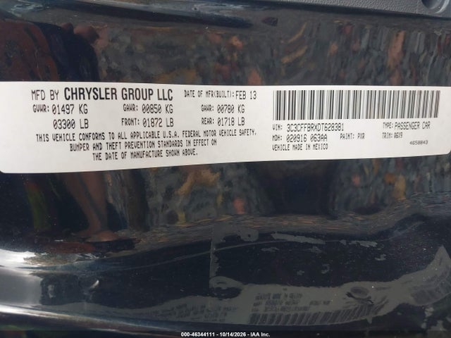46344111 :رقم المزاد ، 3C3CFFBRXDT628381 vin ، 2013 Fiat 500 Sport مزاد بيع