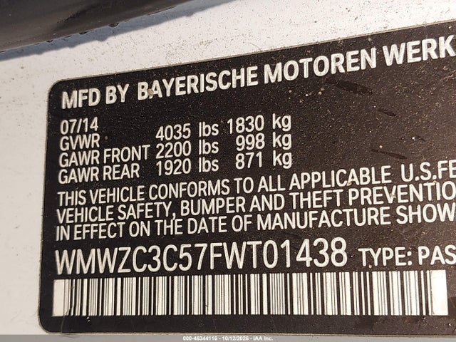 Продаж на аукціоні авто 2015 Mini Countryman Cooper S, vin: WMWZC3C57FWT01438, номер лоту: 46344116