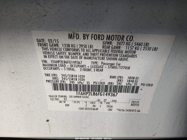 1FAHP2L86FG149367 Ford Police Interceptor