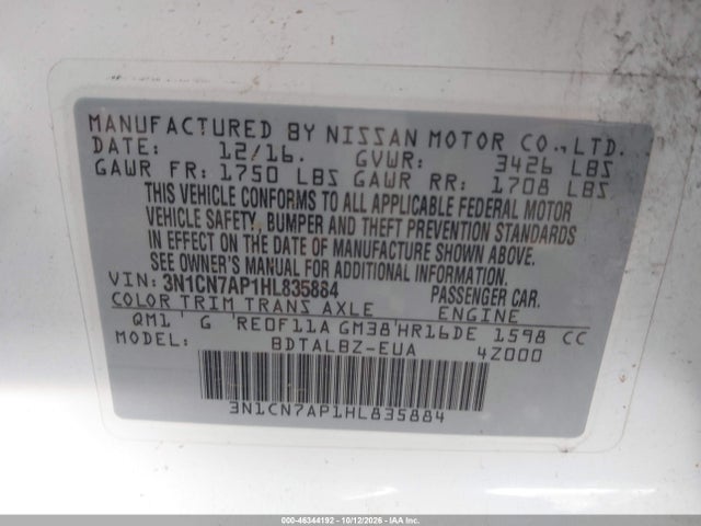 Nissan Versa 1.6 Sv 2017 3N1CN7AP1HL835884 Image 9