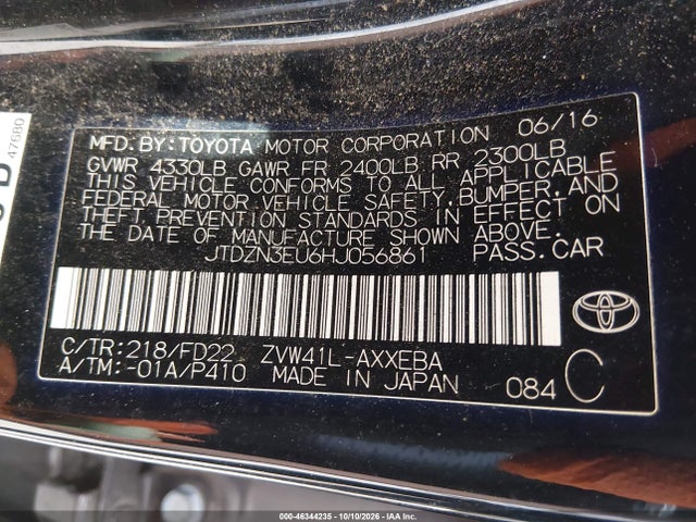 JTDZN3EU6HJ056861 Toyota Prius V Two