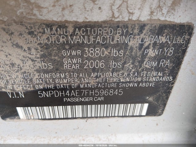 5NPDH4AE7FH596845 Hyundai ELANTRA SE