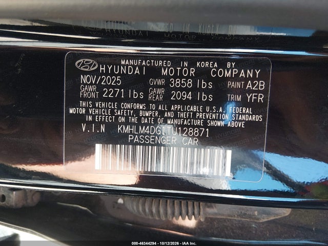 Aukcja sprzedaży 2026 Hyundai Elantra Sel Sport, vin: KMHLM4DG1TU128871, numer aukcji: 46344294
