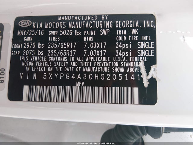 KIA Sorento 2.4l Lx 2017 5XYPG4A30HG205141 Image 9